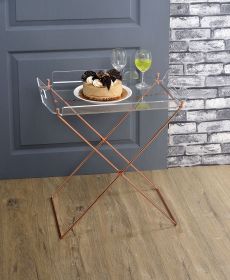 ACME Cercie Tray Table in Clear Acrylic & Copper 98189