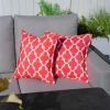 16.54" x 16.54" Set of 2 Red Geometric Patterned Throw Pillows