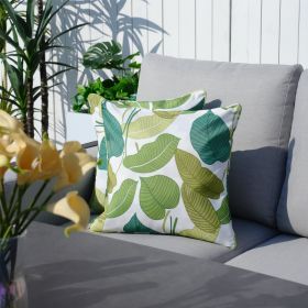 16.54" x 16.54" Set of 2 Patio Leaf-Patterned Throw Pillows, Polyester