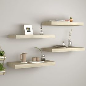 Floating Wall Shelves 4 pcs Oak 23.6"x9.3"x1.5" MDF