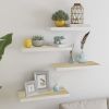 Floating Wall Shelves 4 pcs Oak and White 23.6"x9.3"x1.5" MDF