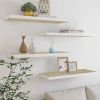 Floating Wall Shelves 4 pcs Oak and White 31.5"x9.3"x1.5" MDF