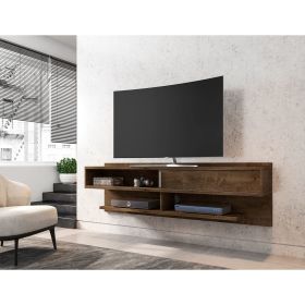 Manhattan Comfort Astor 70.86 Modern Floating Entertainment Center 1.0 with Media Shelves in Rustic Brown