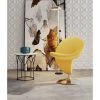 Manhattan Comfort Curl Yellow and Polished Chrome Wool Blend Swivel Accent Chair