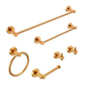 Bathroom Hardware Set; Thicken Space Aluminum 6 PCS Towel bar Set- Brushed Gold 24 Inches Wall Mounted