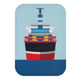 Cargo Ship In the Ocean Front Bath Mat