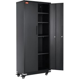 VEVOR Metal Storage Cabinet with Wheels, 75 in Locking Cabinet with 4 Adjustable Shelves & 2 Magnetic Doors, 200 lbs Capacity per Shelf