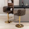 Furniture,Swivel Barstools Adjusatble Seat Height, Modern PU Upholstered Bar Stools with the whole Back Tufted, for Home Pub and Kitchen Island(Brown,