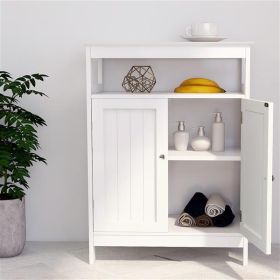 Bathroom standing storage with double shutter doors cabinet-White