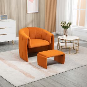 COOLMORE Accent Chair with Ottoman, Mid Century Modern Barrel Chair Upholstered Club Tub Round Arms Chair for Living Room