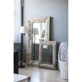 30x2x39" Rectangle Wall Accent Mirror with Distressed Wood Frame