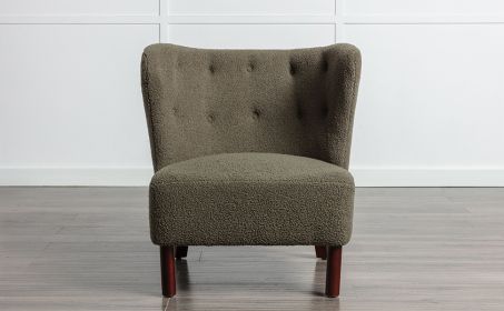 Accent Chair, Upholstered Armless Chair Lambskin Sherpa Single Sofa Chair with Wooden Legs