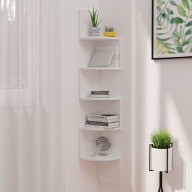 Wall Corner Shelf White 7.5"x7.5"x48.4" Engineered Wood