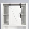 Over-the-Toilet Storage Cabinet; Space-Saving Bathroom Cabinet; with Adjustable Shelves and A Barn Door 27.16 x 9.06 x 67 inch