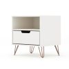 Manhattan Comfort Rockefeller 1.0 Mid-Century- Modern Nightstand with 1-Drawer in White