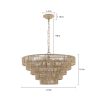 Bohemian style Woven Pendant Light 23.6 Inch Rattan Ligh Large Rattan Pendant Light with 5-Tier Rattan Chandelier--Wood