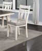 Dining Room Furniture Set of 2 Chairs Gray Fabric Cushion Seat White Clean Lines Side Chairs