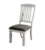 Transitional 2pcs Side Chairs Antique White Solid wood Gray Fabric Dining Room Furniture Chair Bold And Sturdy Design