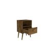 Manhattan Comfort Liberty Mid-Century Modern Nightstand 1.0 with 1 Cubby Space and 1 Drawer in Rustic Brown