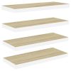 Floating Wall Shelves 4 pcs Oak and White 31.5"x9.3"x1.5" MDF