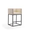 Manhattan Comfort Embassy 34 in. Cream and Black Metal Counter Height Bar Stool