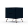 Manhattan Comfort Rockefeller 2.0 Mid-Century Modern 2-Drawer Nightstand in Midnight Blue