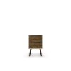 Manhattan Comfort Liberty Mid-Century Modern Nightstand 2.0 with 2 Full Extension Drawers in White and Rustic Brown with Solid Wood Legs