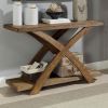 Transitional 1pc Sofa Table Occasional Tables Plank Style Top Antique Light Oak Open Bottom Shelf