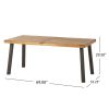 Della Acacia Wood Dining Table, Natural Stained with Rustic Metal, 32.25 in x 69 in x 29.5 in, Brown, Grey