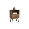 Manhattan Comfort Liberty Mid-Century Modern Nightstand 1.0 with 1 Cubby Space and 1 Drawer in Rustic Brown