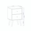 Manhattan Comfort Liberty Mid-Century Modern Nightstand 2.0 with 2 Full Extension Drawers in White and Rustic Brown with Solid Wood Legs