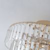 Gold Crystal Chandeliers,5-Tier Round Semi Flush Mount Chandelier Light Fixture,Large Contemporary Luxury Ceiling Lighting for Living Room Dining Room