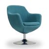 Manhattan Comfort Caisson Blue and Polished Chrome Twill Swivel Accent Chair