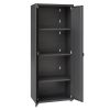 Manhattan Comfort Fortress Textured Metal 75.4" Garage Cabinet with 4 Adjustable Shelves in Charcoal Grey