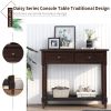 Console Table Traditional Design with Two Drawers and Bottom Shelf (Espresso)