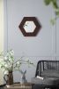 18.5" x 18.5" Hexagon Mirror with Solid Wood Frame, Wall Decor for Living Room Bathroom Hallway, Dark Brown