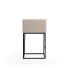 Manhattan Comfort Embassy 34 in. Cream and Black Metal Counter Height Bar Stool