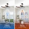 Contemporary LED Retractable Ceiling Fan with Light and Remote Control, Quiet Reversible Motor,4 Blades Modern Ceiling Fans for Kitchen Bedroom Dining