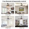 Contemporary LED Retractable Ceiling Fan with Light and Remote Control, Quiet Reversible Motor,4 Blades Modern Ceiling Fans for Kitchen Bedroom Dining