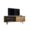 Manhattan Comfort Liberty 62.99" Mid-Century Modern TV Stand with 3 Shelves and 2 Doors in Rustic Brown and 3D Brown Prints