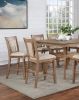 Transitional Set of 2 Counter Height Chairs Natural Tone And Beige Solid wood Chair Padded Leatherette Upholstered Seat Kitchen Dining Room Furniture