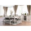 Transitional 2pcs Side Chairs Antique White Solid wood Gray Fabric Dining Room Furniture Chair Bold And Sturdy Design