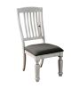 Transitional 2pcs Side Chairs Antique White Solid wood Gray Fabric Dining Room Furniture Chair Bold And Sturdy Design