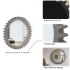 Vintage 34'' x 34'' Wood Round Hanging Gear Shape Heavy Decorative Mirror For Bathroom Living Room Entryway Or Put Together To Your Liking.(Antique Wh