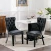 A&A Furniture,Nikki Collection Modern, High-end Tufted Solid Wood Contemporary PU and Velvet Upholstered Dining Chair with Wood Legs Nailhead Trim 2-P