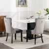 A&A Furniture,Nikki Collection Modern, High-end Tufted Solid Wood Contemporary PU and Velvet Upholstered Dining Chair with Wood Legs Nailhead Trim 2-P