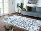 Milano Washable Nautical Navy Blue Woven Area Rug