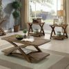 Transitional 3pc Table set Occasional Tables Living Room 1x Coffee Table And 2x End Tables Plank Style Top Antique Light Oak