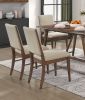 Modern Design Set of 2 Side Chairs Fabric Upholstered Seat Back Brown Finish Wooden Dining Kitchen Furniture