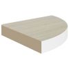 Wall Corner Shelves 2 pcs Oak and White 9.8"x9.8"x1.4" MDF